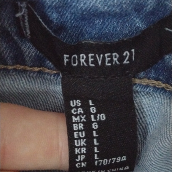 Forever 21 Cut Offs Denim Overalls Coveralls Chambray High Rise Frayed Shortalls - Picture 10 of 10